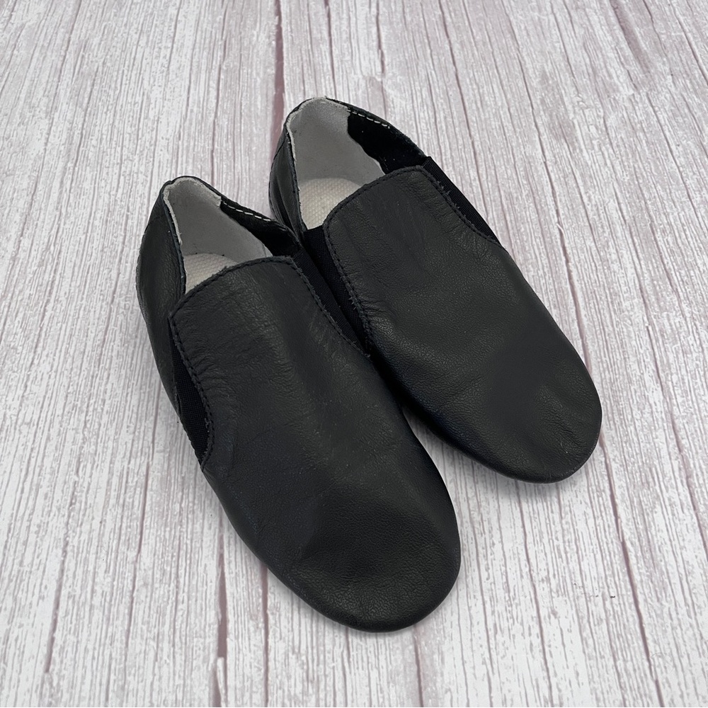 Dance Now Child Toddler Size 10 Black Leather Jazz Dance Shoes Slip On No Tie